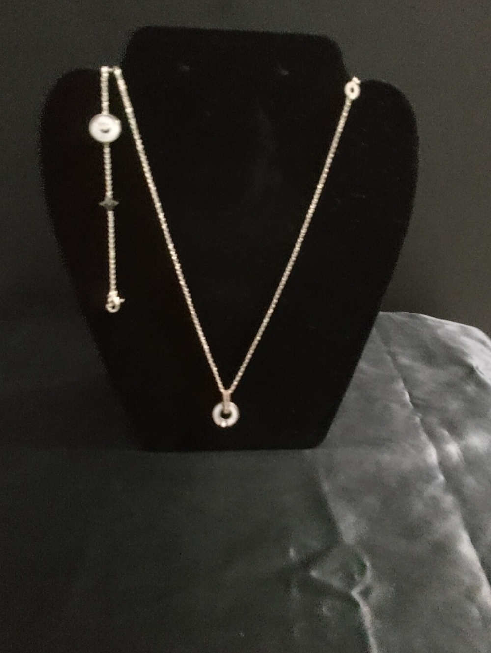 Gold Tone Circle Pendant Necklace & Bracelet Set